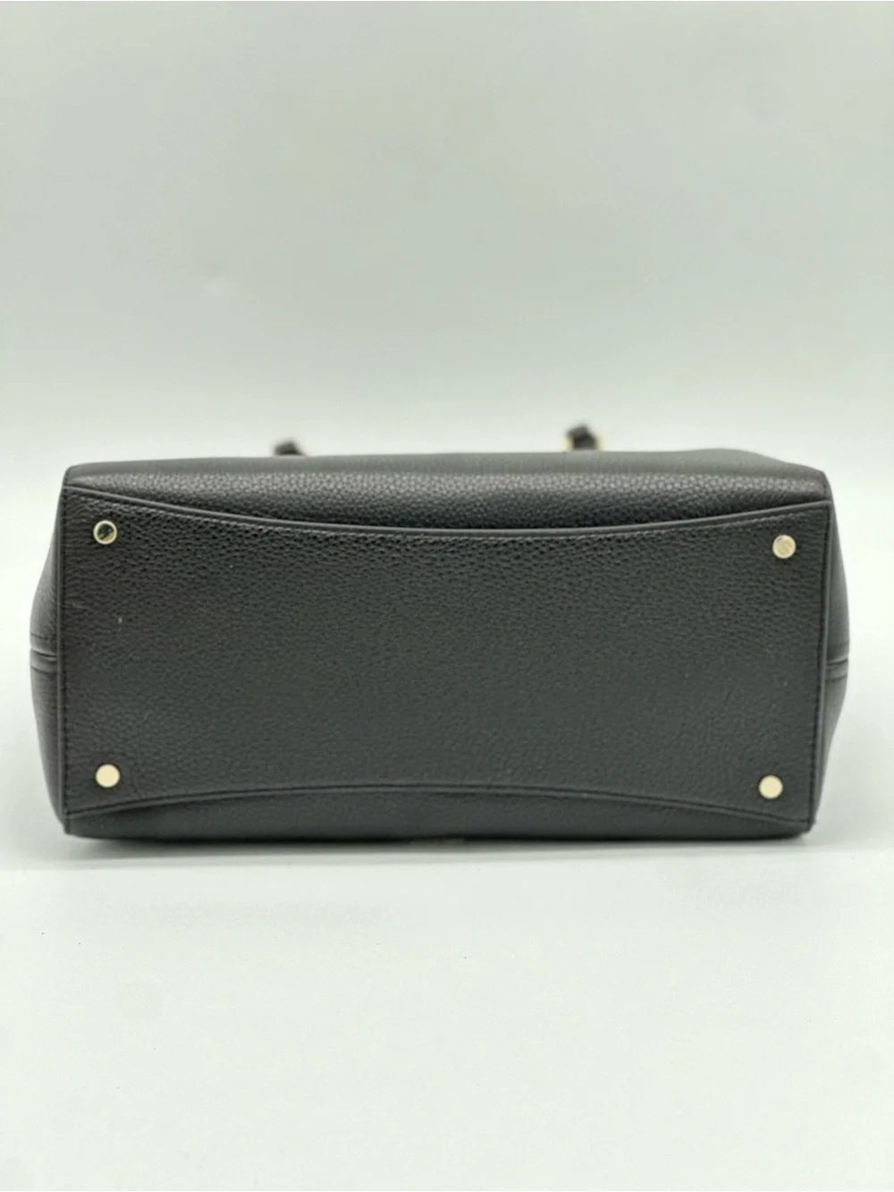 kate spade Black Pebbled Leather Structured Satchel with Gold Hardware